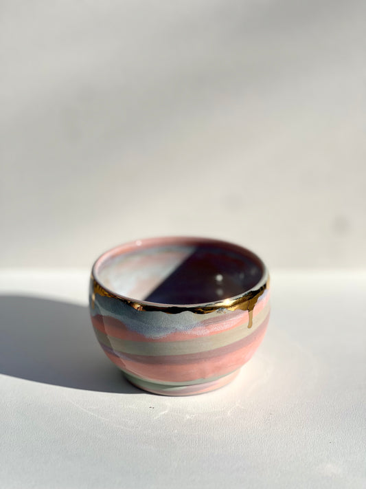 Gold Drip Color Swirl Bowl